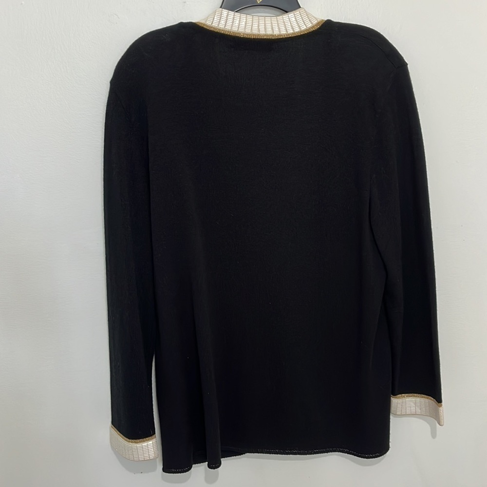 San Reno by Laura Knits (Santana) black/gold vintage cardigan sweater jacket. L - Picture 7 of 9